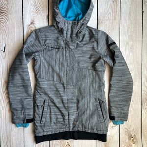 ROXY Gray Hooded Jacket with Blue Lining